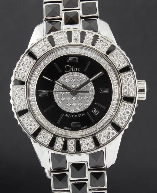 (image for) A CHRISTIAN DIOR CHRISTAL STAINLESS STEEL & CERAMIC DIAMOND WATCH / CD113511